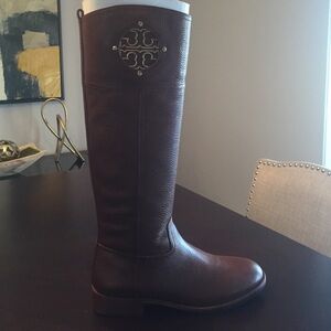 Tory Burch Brown Leather Riding Boots